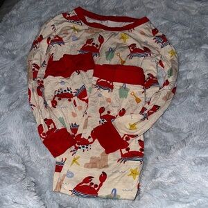 Little Sleepies Crab Print Kids Pajama Set - Red and Cream